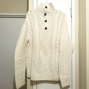 H & M L.O.G.G Cable Knit Wool Blend Mockneck Sweater Size XL